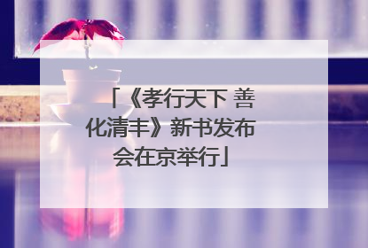 《孝行天下 善化清丰》新书发布会在京举行