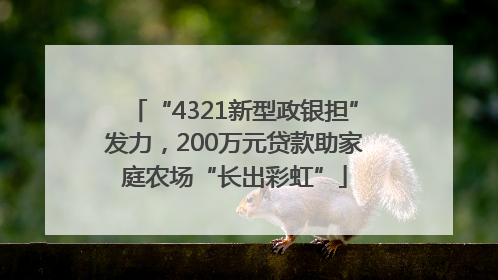 “4321新型政银担”发力，200万元贷款助家庭农场“长出彩虹”