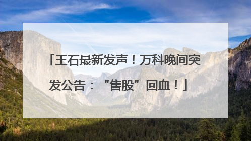 王石最新发声！万科晚间突发公告：“售股”回血！