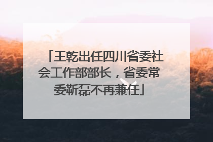王乾出任四川省委社会工作部部长，省委常委靳磊不再兼任