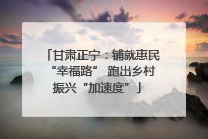 甘肃正宁：铺就惠民“幸福路” 跑出乡村振兴“加速度”