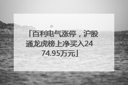 百利电气涨停，沪股通龙虎榜上净买入2474.95万元