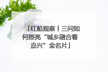 红船观察丨三问如何擦亮“城乡融合看嘉兴”金名片