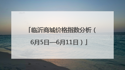 临沂商城价格指数分析（6月5日—6月11日）