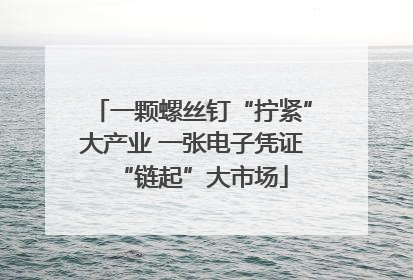 一颗螺丝钉“拧紧”大产业 一张电子凭证“链起”大市场