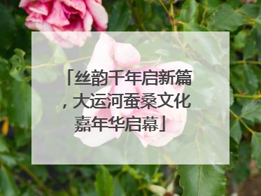 丝韵千年启新篇，大运河蚕桑文化嘉年华启幕