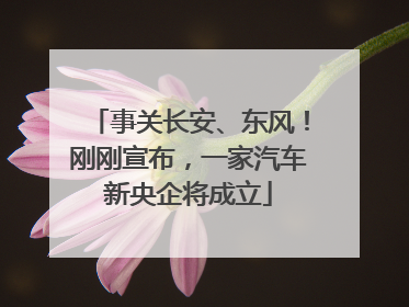 事关长安、东风!刚刚宣布,一家汽车新央企将成立