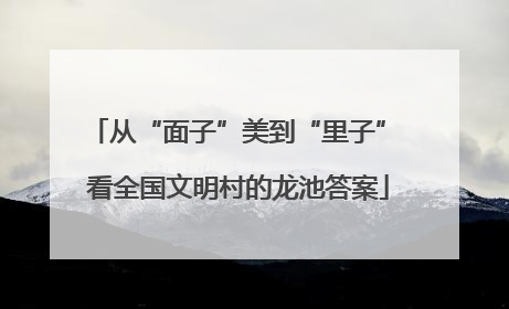 从“面子”美到“里子” 看全国文明村的龙池答案