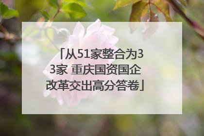 从51家整合为33家 重庆国资国企改革交出高分答卷