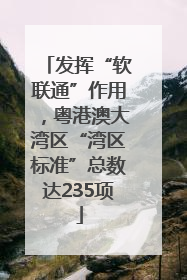 发挥“软联通”作用，粤港澳大湾区“湾区标准”总数达235项