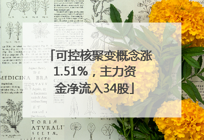可控核聚变概念涨1.51%，主力资金净流入34股