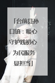 台前县孙口镇：暖心守护践初心 为民服务显担当