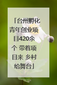 台州孵化青年创业项目420余个 带着项目来 乡村给舞台