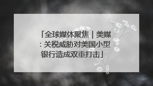 全球媒体聚焦｜美媒：关税威胁对美国小型银行造成双重打击