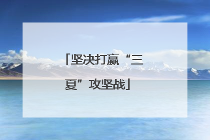 坚决打赢“三夏”攻坚战