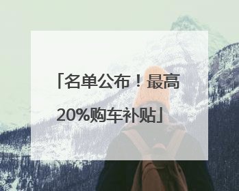 名单公布！最高20%购车补贴