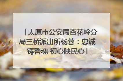 太原市公安局杏花岭分局三桥派出所杨蓉：忠诚铸警魂 初心映民心