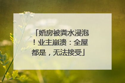 婚房被粪水浸泡！业主崩溃：全屋都是，无法接受