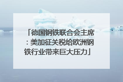 德国钢铁联合会主席：美加征关税给欧洲钢铁行业带来巨大压力