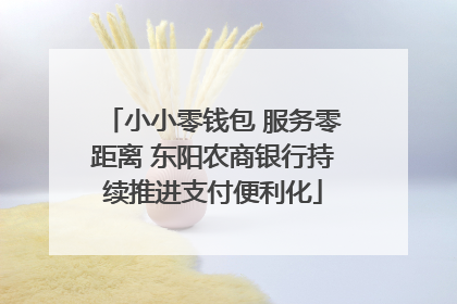小小零钱包 服务零距离 东阳农商银行持续推进支付便利化
