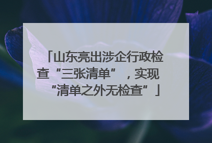 山东亮出涉企行政检查“三张清单”，实现“清单之外无检查”