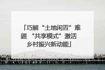 巧解“土地闲置”难题 “共享模式”激活乡村振兴新动能