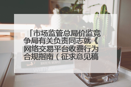 市场监管总局价监竞争局有关负责同志就《网络交易平台收费行为合规指南（征求意见稿）》答记者问