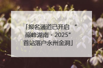 报名通道已开启 “巅峰湖南・2025”首站落户永州金洞
