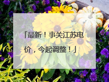 最新！事关江苏电价，今起调整！