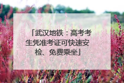 武汉地铁：高考考生凭准考证可快速安检、免费乘坐