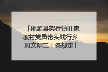 桃源县架桥镇叶家坡村党员带头践行乡风文明二十条规定