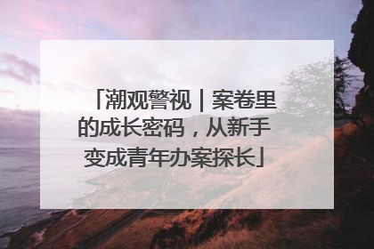 潮观警视｜案卷里的成长密码，从新手变成青年办案探长