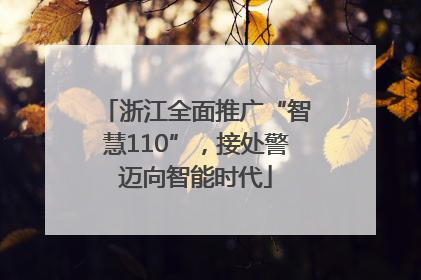 浙江全面推广“智慧110”，接处警迈向智能时代
