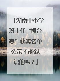 湖南中小学班主任“擂台赛”获奖名单公示 有你认识的吗？