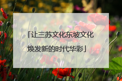 让三苏文化东坡文化焕发新的时代华彩