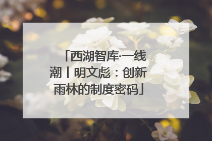 西湖智库·一线潮丨明文彪：创新雨林的制度密码