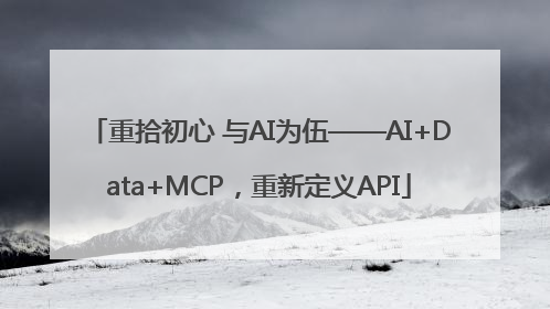 重拾初心 与AI为伍——AI+Data+MCP，重新定义API