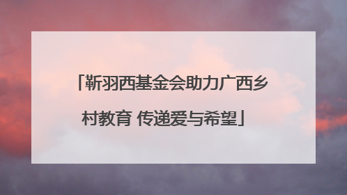 靳羽西基金会助力广西乡村教育 传递爱与希望
