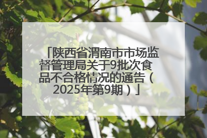 陕西省渭南市市场监督管理局关于9批次食品不合格情况的通告（2025年第9期）