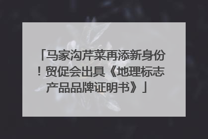 马家沟芹菜再添新身份！贸促会出具《地理标志产品品牌证明书》