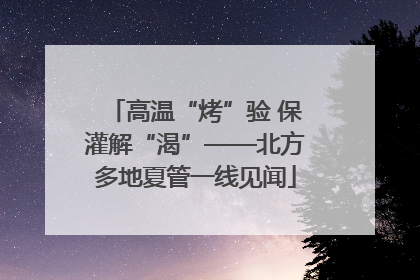 高温“烤”验 保灌解“渴”——北方多地夏管一线见闻