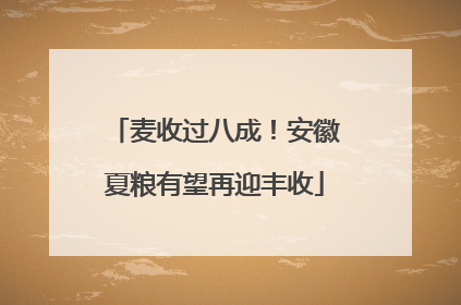 麦收过八成！安徽夏粮有望再迎丰收