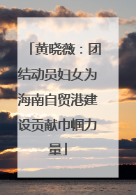 黄晓薇：团结动员妇女为海南自贸港建设贡献巾帼力量