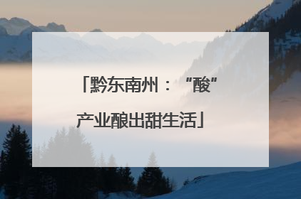 黔东南州：“酸”产业酿出甜生活