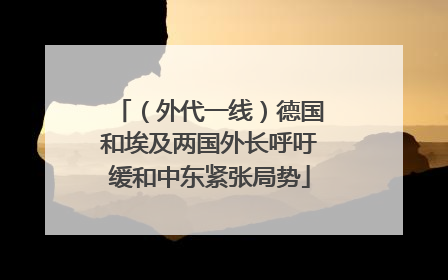 （外代一线）德国和埃及两国外长呼吁缓和中东紧张局势