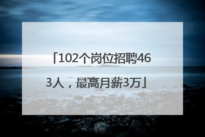 102个岗位招聘463人，最高月薪3万