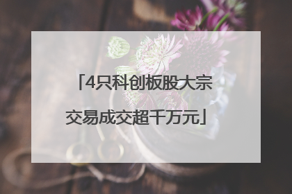 4只科创板股大宗交易成交超千万元